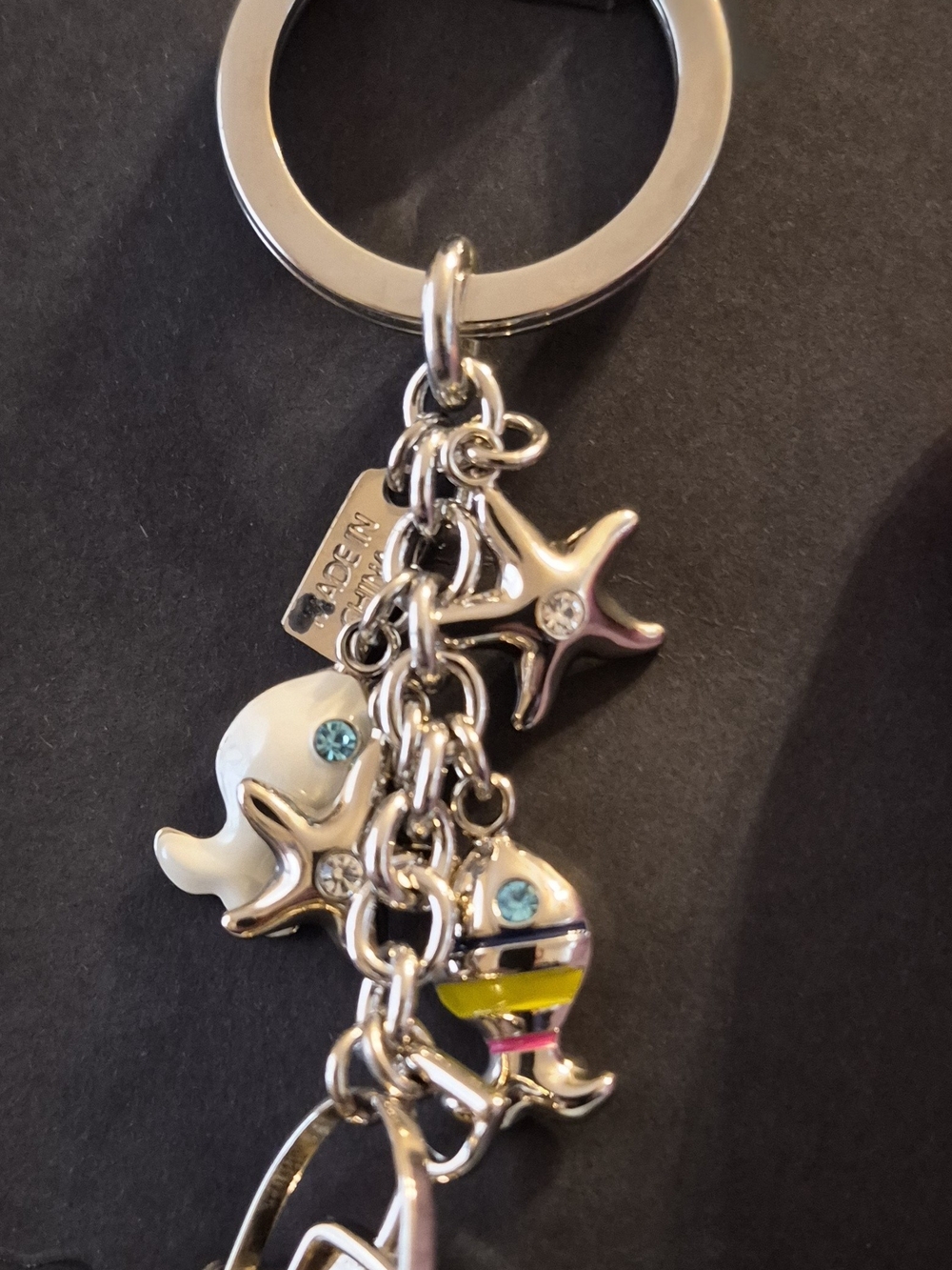 Coach Nautical Charm Keychain with White and Multicolor Accents